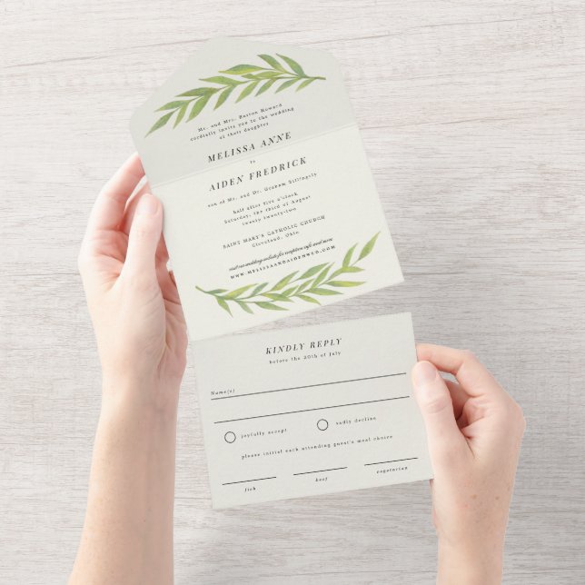 Invitación Todo En Uno Boda de texto formal de bifurcación simple (desgarro)