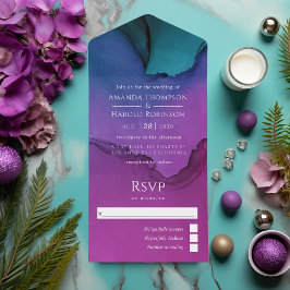 Invitación Todo En Uno Boda De Tinta De Lujo En Una Invitación
