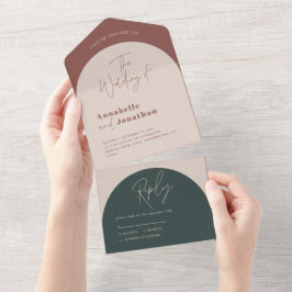 Invitación Todo En Uno Boda de tipografía de escritura verde de arco mode