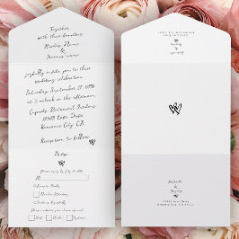 Invitación Todo En Uno Boda de tipografía escrita a mano de escritura min