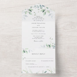 Invitación Todo En Uno Boda de vegetación botánica y eucalipto