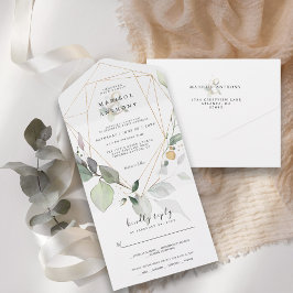 Invitación Todo En Uno Boda de vegetación de eucalipto rústico