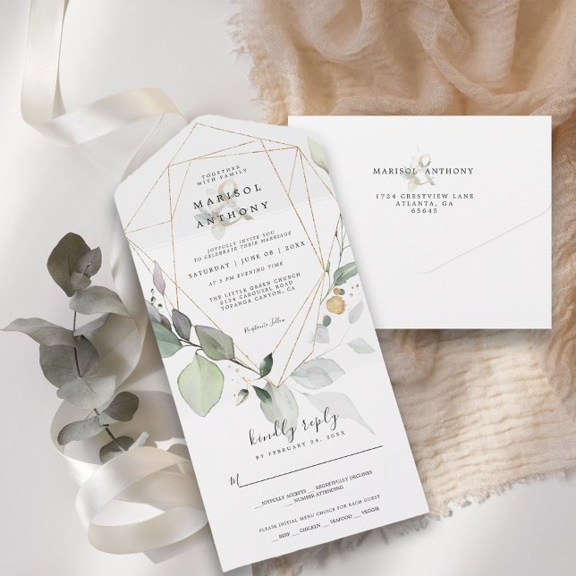Invitación Todo En Uno Boda de vegetación de eucalipto rústico (Subido por el creador)