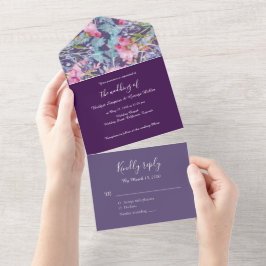 Invitación Todo En Uno boda de vegetación de flores silvestres coloridas 