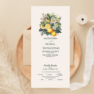Invitación Todo En Uno Boda de verano con cítricos en acuarela vintage