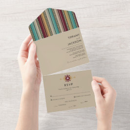 Invitación Todo En Uno Boda de verano de Boho, en el suroeste del desiert
