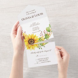 Invitación Todo En Uno Boda de verano de Boho sunflowers