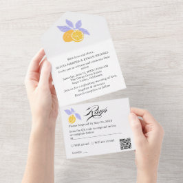 Invitación Todo En Uno Boda de verano de limón cítrico dibujado a mano mi