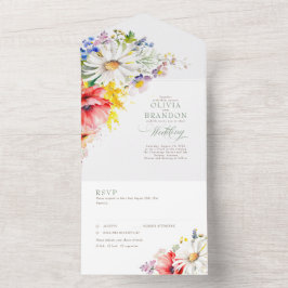 Invitación Todo En Uno Boda de verano elegante y vibrante