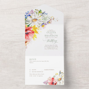 Invitación Todo En Uno Boda de verano elegante y vibrante