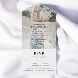 Invitación Todo En Uno Boda de verano simple de guiones fotográficos