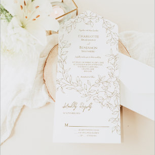 Invitación Todo En Uno Boda de Verdor de Oro Clásico