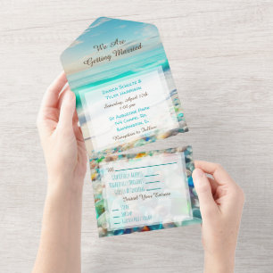 Invitación Todo En Uno Boda de vidrio oceánico y marítimo de bonito