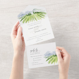 Invitación Todo En Uno Boda de viña de guion rústico