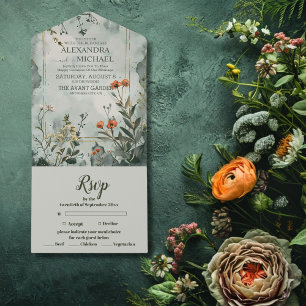 Invitación Todo En Uno Boda del Boho Rustic Mountain
