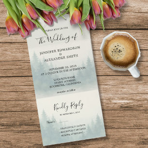Invitación Todo En Uno Boda del bosque de pino acuarela