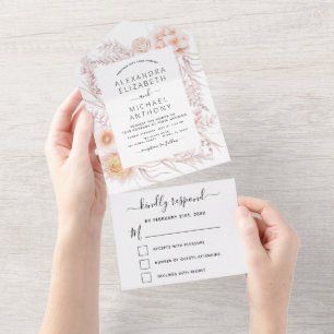 Invitación Todo En Uno Boda del desierto rosa mojado de la Moda Boho