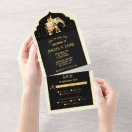 Invitación Todo En Uno Boda del Elefante de Groom Bride la India