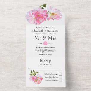 Invitación Todo En Uno Boda del jardín rosa