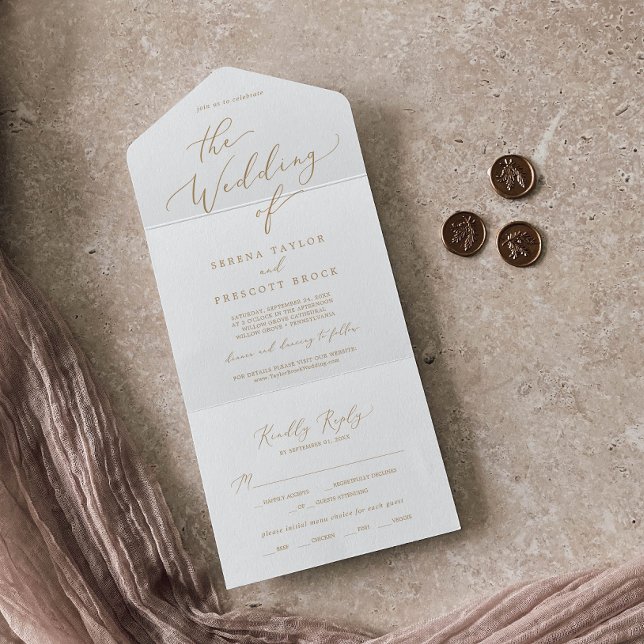 Invitación Todo En Uno Boda Delicate Gold Calligraphy (Subido por el creador)