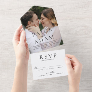 Invitación Todo En Uno Boda Editorial de Foto Moderna