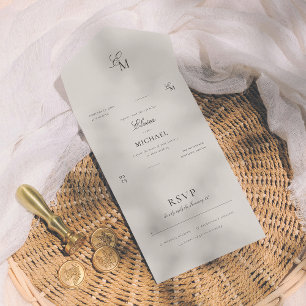 Invitación Todo En Uno Boda Editorial Minimalista Marfil