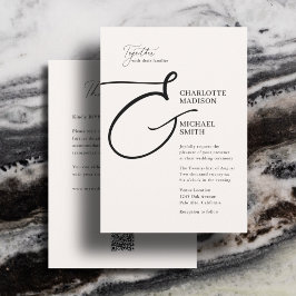 Invitación Todo En Uno Boda Elegante Ampersand Marfil