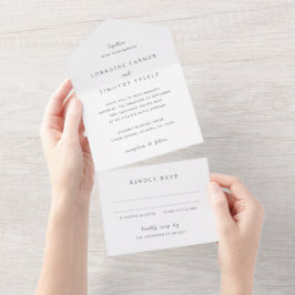 Invitación Todo En Uno Boda elegante atemporal en blanco y negro