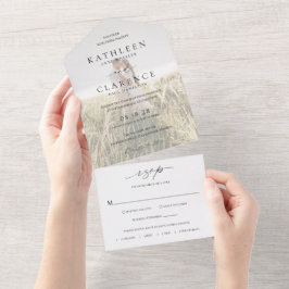 Invitación Todo En Uno Boda elegante clásica de fotos en blanco y negro