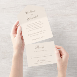 Invitación Todo En Uno Boda elegante clásica de Sandy neutral