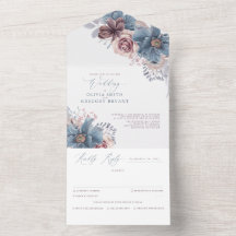 Boda elegante con flores azul y malva