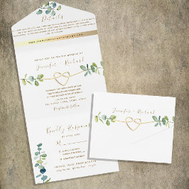 Invitación Todo En Uno Boda elegante con follaje de eucalipto
