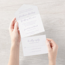 Invitación Todo En Uno Boda elegante con letra script lila