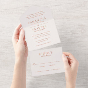 Invitación Todo En Uno Boda elegante de cobre tradicional