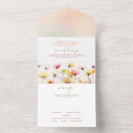 Invitación Todo En Uno Boda elegante de Flores Silvestres