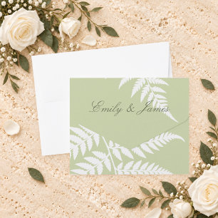 Invitación Todo En Uno Boda elegante de helecho blanco verde pistacho