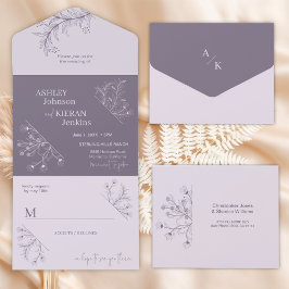 Invitación Todo En Uno Boda elegante de Lavender
