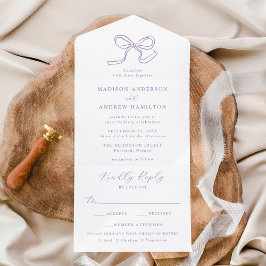 Invitación Todo En Uno Boda elegante de Lavender Bow