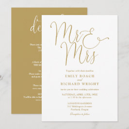 Invitación Todo En Uno Boda Elegante De Oro Mr Y Mrs