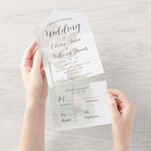 Invitación Todo En Uno Boda elegante floral pastel