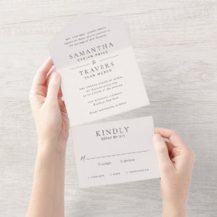 Invitación Todo En Uno Boda elegante gris tradicional