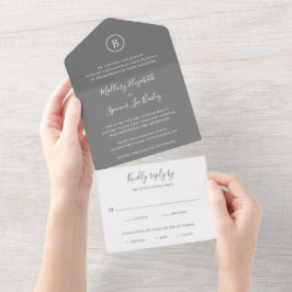 Invitación Todo En Uno Boda elegante gris tradicional
