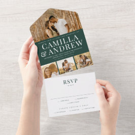 Invitación Todo En Uno Boda elegante moderna con 4 fotos