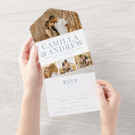 Invitación Todo En Uno Boda elegante moderna con 4 fotos