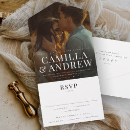 Invitación Todo En Uno Boda elegante moderna con RSVP