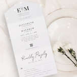 Invitación Todo En Uno Boda Elegante Moderno Foliage de Moda simple Códig<br><div class="desc">Compuesto por escritura cursiva y tipografía serif. Estos elementos son modernos,  sencillos y de moda. Este es el diseño exclusivo de la revista White Paper Birch Co. para Zazzle. Disponible aquí: http://www.zazzle.com/store/whitepaperbirch</div>