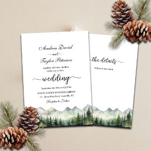 Invitación Todo en Uno Boda Elegante Montañas y Pinos