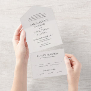 Invitación Todo En Uno Boda elegante neutral limpia