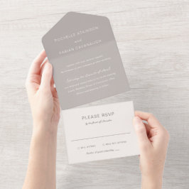 Invitación Todo En Uno Boda elegante simple taupe