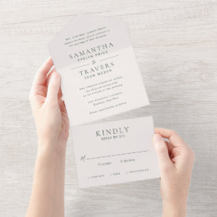 Invitación Todo En Uno Boda elegante tradicional de bosque verde